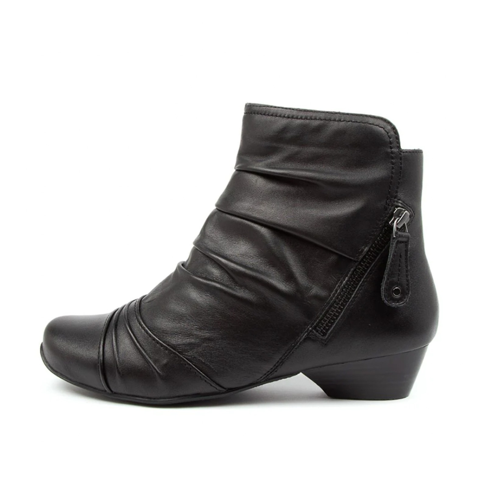Ziera 5.5 Camryn $250 Ruched Leather Ankle Boot Ortho Arch Support Comfort 36